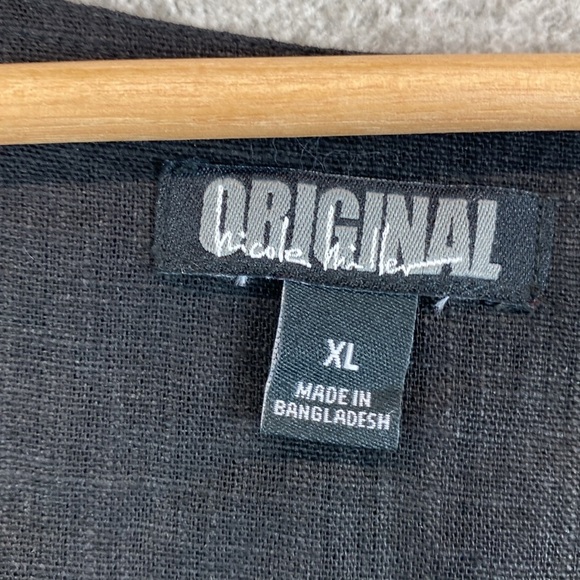 Nicole Miller linen shift dress midi black minimalist neutral basics casual XL - Picture 2 of 8